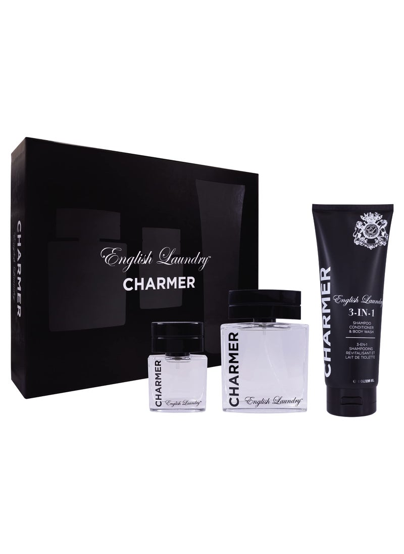 English Laundry Charmer by English Laundry Eau de Parfum for Men 3 Piece Gift Set, 3.4 fl. oz. 