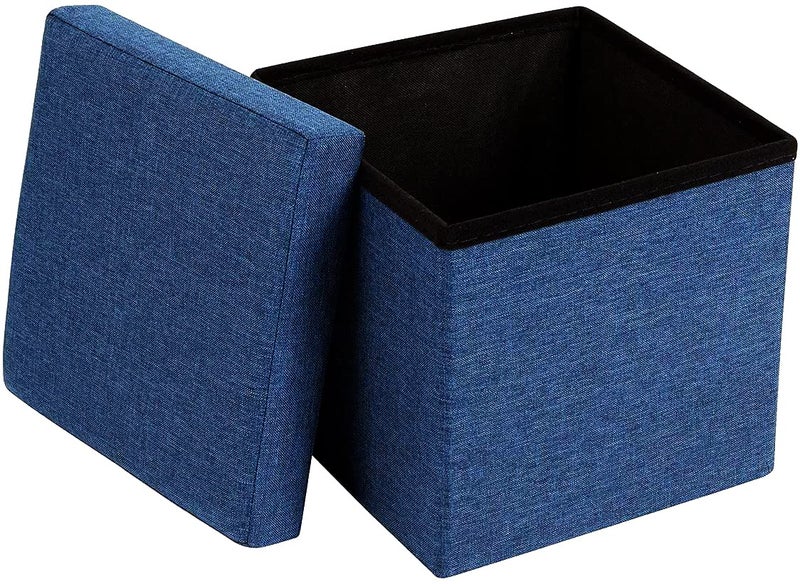 ABTRIX WITH AB Fabric Folding Organizer Storage Ottoman Bench Footrest Stool Coffee Table Cube,Camping Fishing Toys Chest Stool,Quick&Easy Assembly,22L Capacity,Padded (30X30X30 Cm,Dark Blue) - Image 3