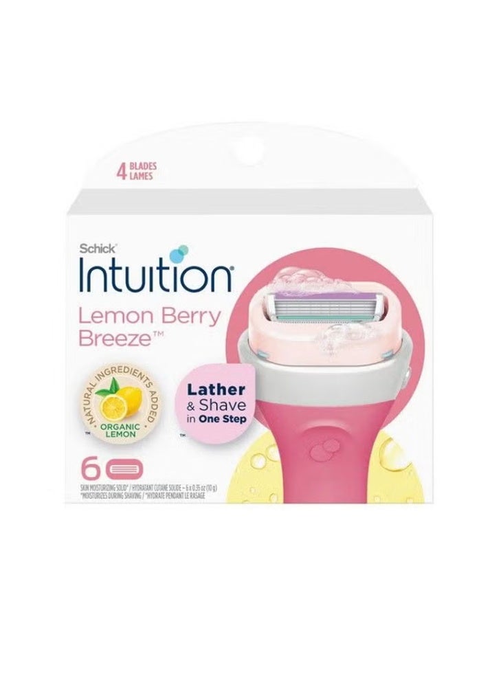 schick Chic Intuition Revel Razors in Lemon & Raspberry Flavor for Women; Intuition Revel Razors in Organic Lemon Flavor, 6-Pack - Image 1