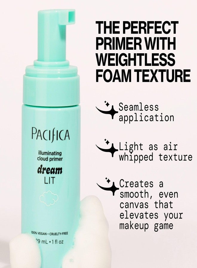 Pacifica Dreamlit Illuminating Foaming Primer with Vitamin C & Hyaluronic Acid - Hydrating Brightening Face Makeup Base for Glowing, Long-Lasting Foundation Wear - 1 fl oz Clean Beauty Vegan Formula - Image 3