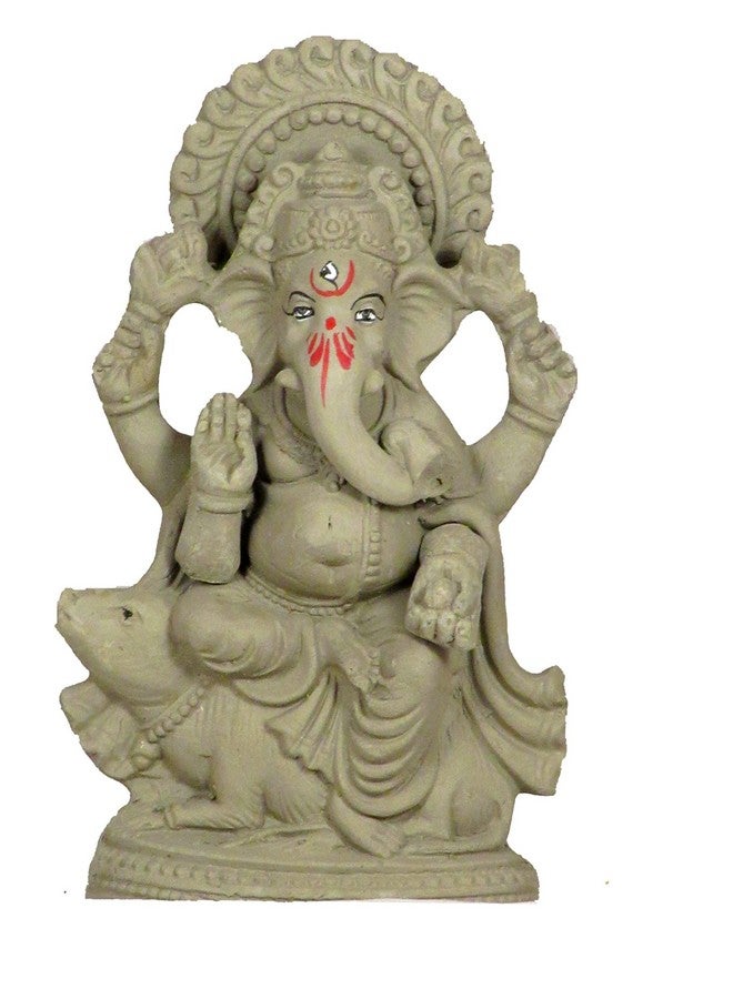 Suninow 100% Eco Friendly Clay Ganesh Idol for Ganesh Chaturthi 7.4 inch | Water Soluble | Ganesh chaturthi Idol | Clay Ganesha Idol (g12) - Image 1