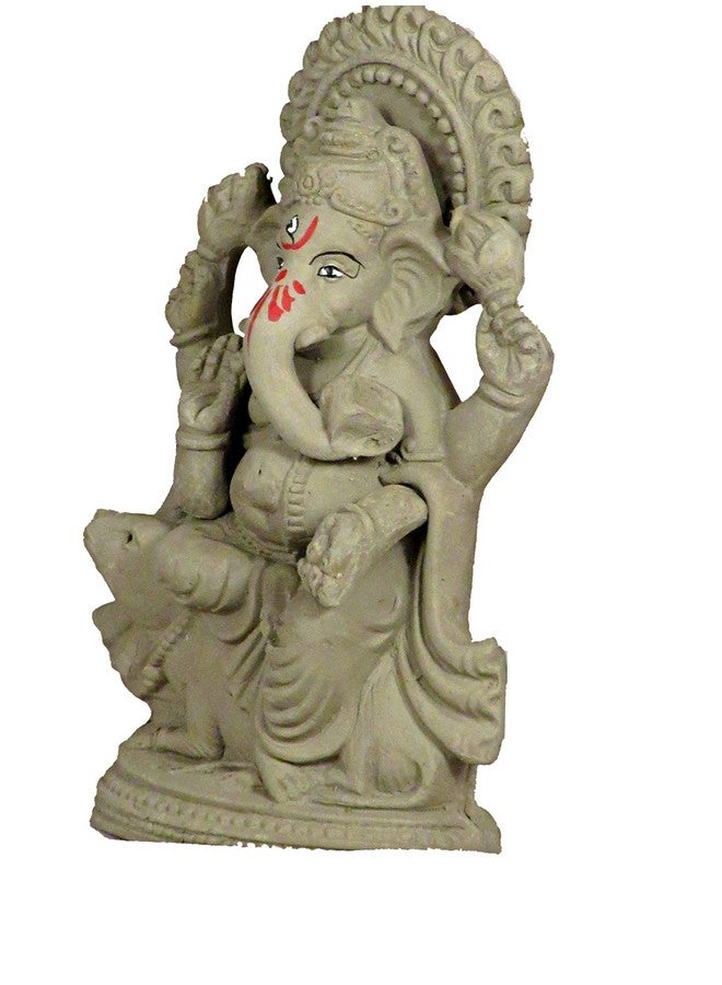 Suninow 100% Eco Friendly Clay Ganesh Idol for Ganesh Chaturthi 7.4 inch | Water Soluble | Ganesh chaturthi Idol | Clay Ganesha Idol (g12) - Image 2