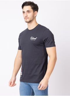 OCTAVE Octave Men's Solid Color Cotton  Anime/Graphic T-shirt ,Smoke  - Image 3