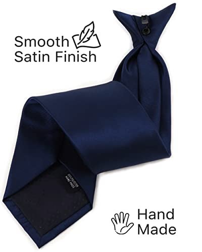 boxed-gifts Clip on Ties for Men - Premium Navy Solid Color Clip on Tie - Image 4