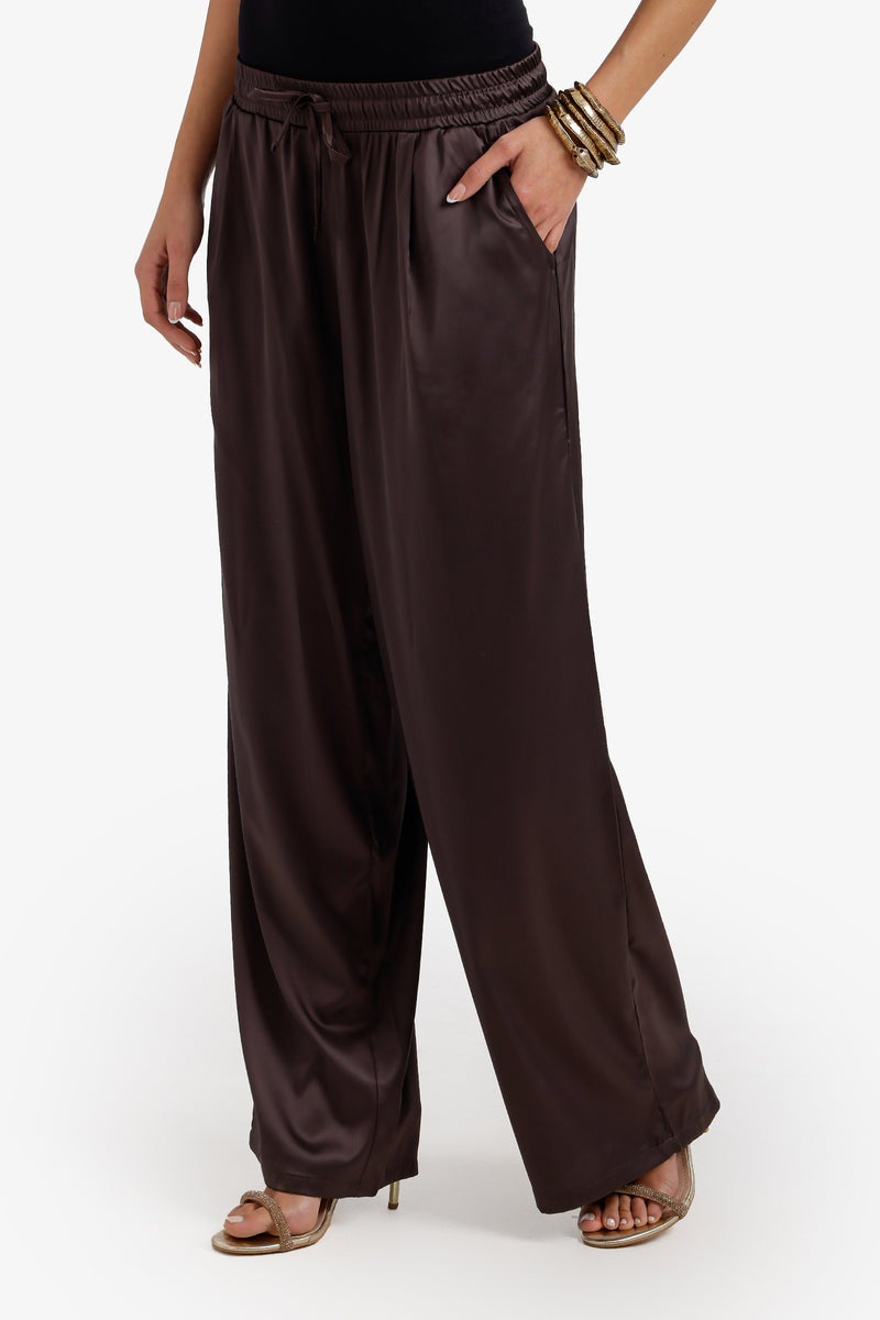 Carina Wide-Leg Satin Pants - Image 2