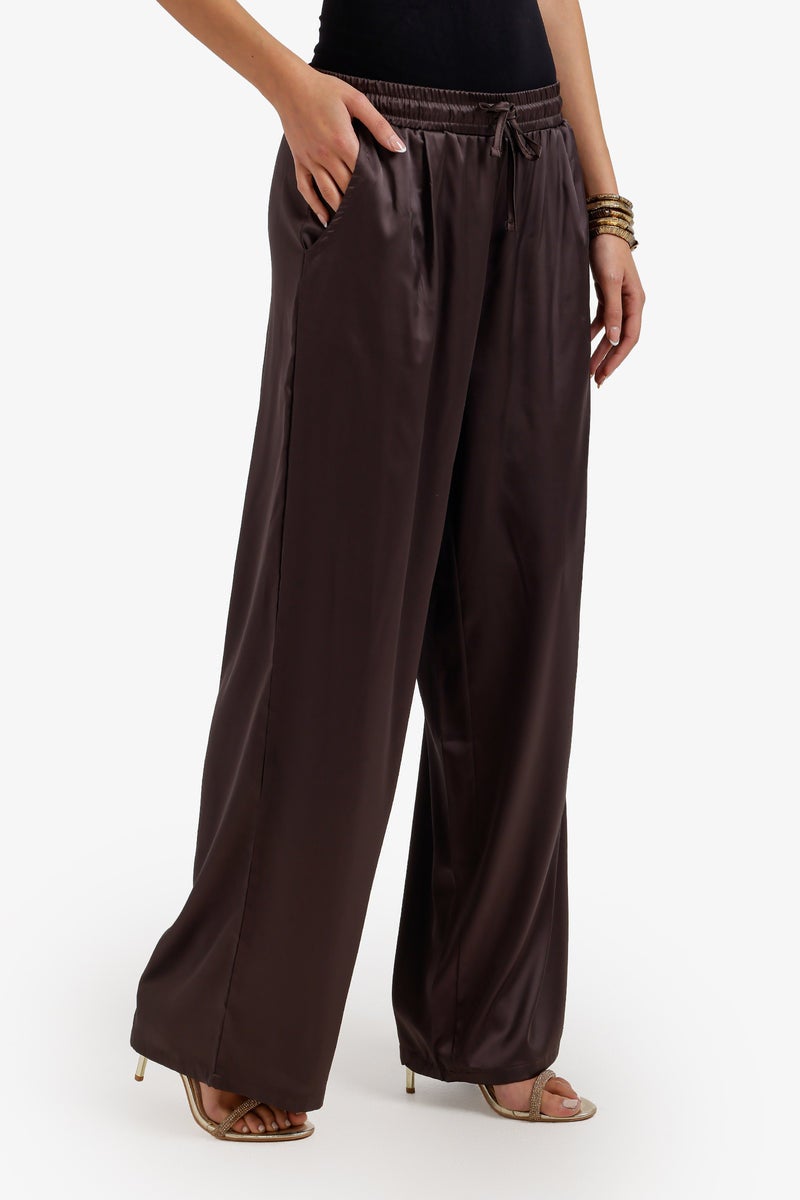 Carina Wide-Leg Satin Pants - Image 1