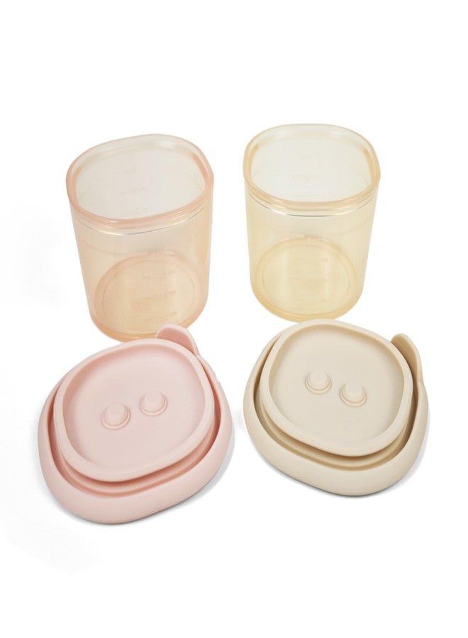 Ali+Oli Silicone Baby Food Containers (4oz) 2-pk Reusable Leakproof Snack Storage with Airtight Lids - Freezer & Microwave Safe for Infant and Kids Meals (Blush-Khaki) - Image 4