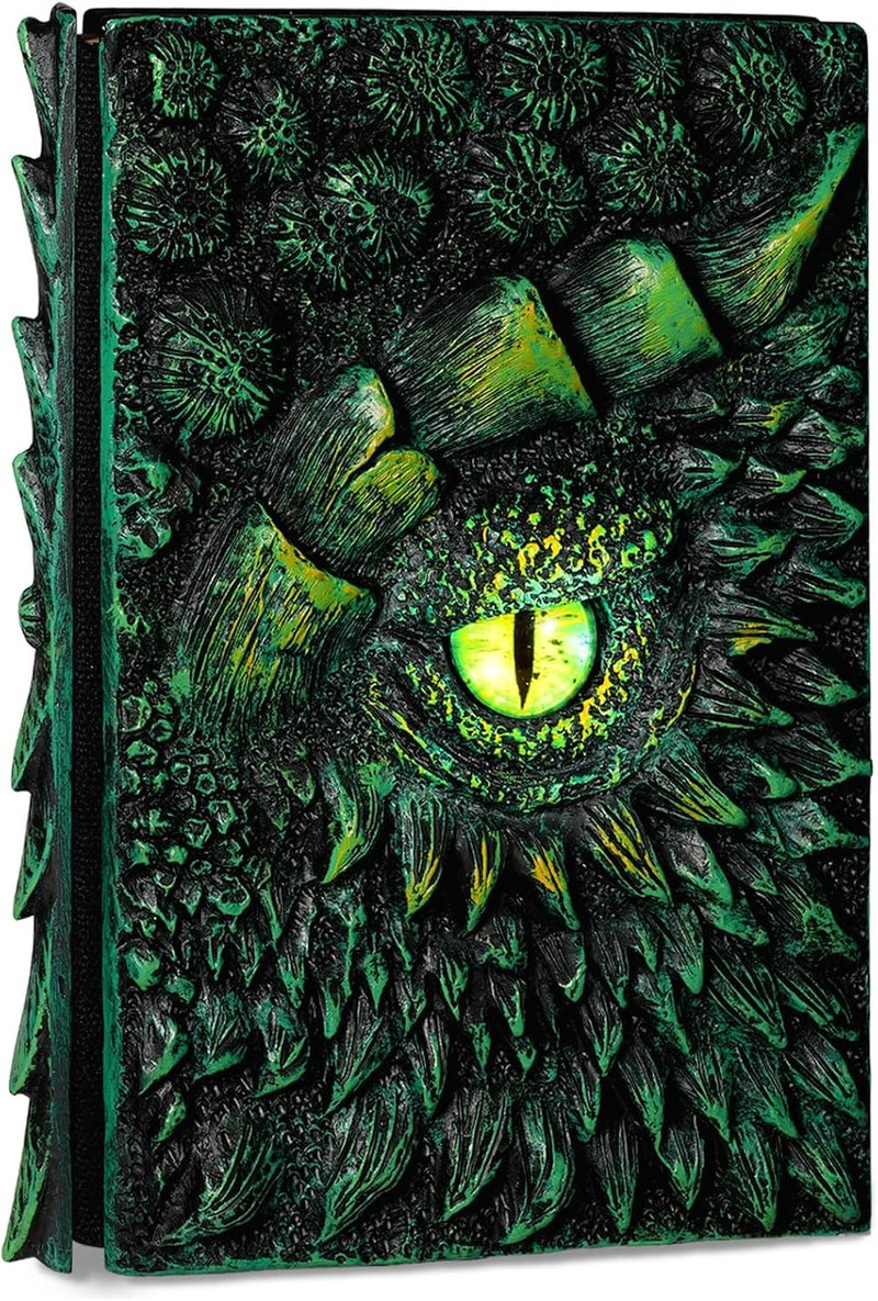 molshine A5 (18.5 x 13cm) 3D Dragon Embossed Journal,Resin Engraving Notebook,Retro Diary,100 Sheets Blank Paper,Hardcover Travel Notepad for Writing,Sketchbook,Collection,Gift,Decoration (Green) - Image 1
