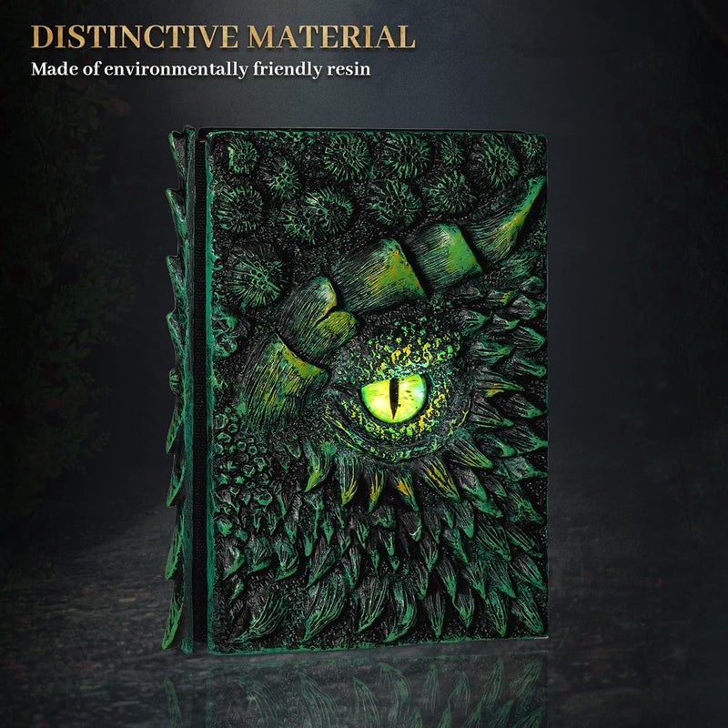 molshine A5 (18.5 x 13cm) 3D Dragon Embossed Journal,Resin Engraving Notebook,Retro Diary,100 Sheets Blank Paper,Hardcover Travel Notepad for Writing,Sketchbook,Collection,Gift,Decoration (Green) - Image 3