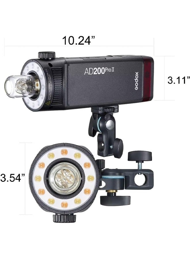 Godox AD200 Pro II Flash Strobe, HSS Pocket Flash Monolight 200Ws 5800±200K Bi-Color TTL 1/8000s with Wireless Flash and 0.01-1.8s Recycling - Image 2