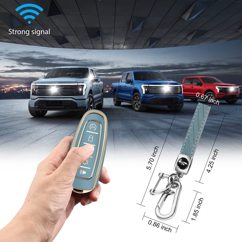 QBUC for Ford Key fob Cover,360Â° TPU Car Key Case Protector with Keychain Compatible with Ford C-Max Edge Escape Expedition Explorer Flex Focus Taurus Lincoln MKS MKT MKX Navigator Accessories(Blue) - Image 5