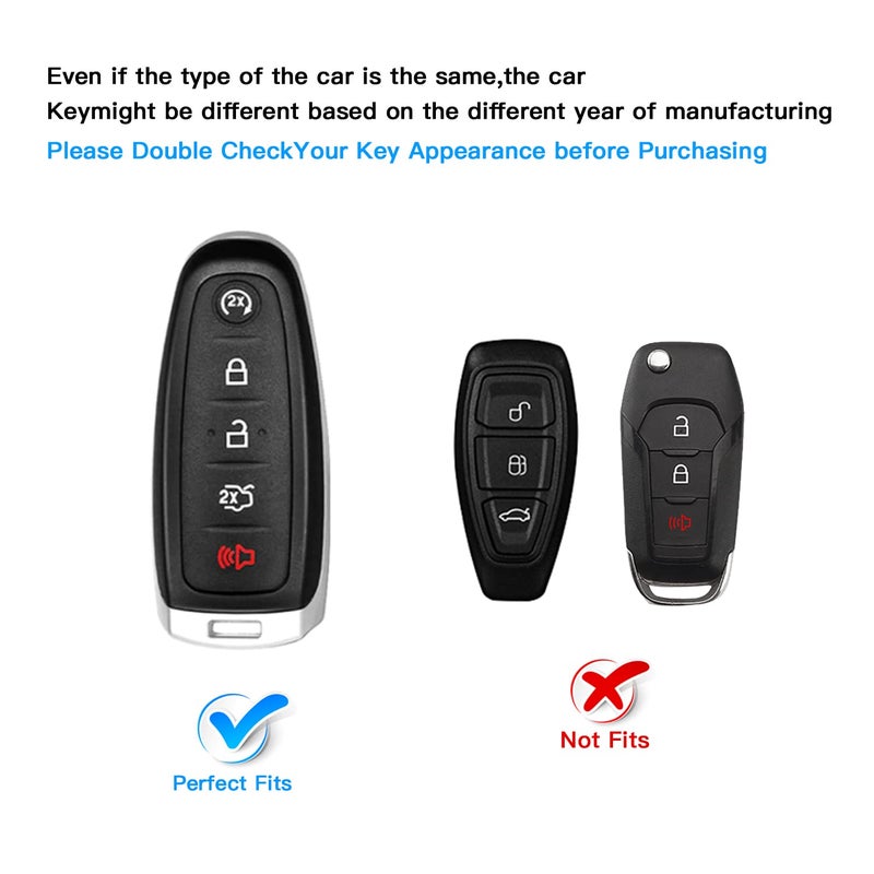 QBUC for Ford Key fob Cover,360Â° TPU Car Key Case Protector with Keychain Compatible with Ford C-Max Edge Escape Expedition Explorer Flex Focus Taurus Lincoln MKS MKT MKX Navigator Accessories(Blue) - Image 2