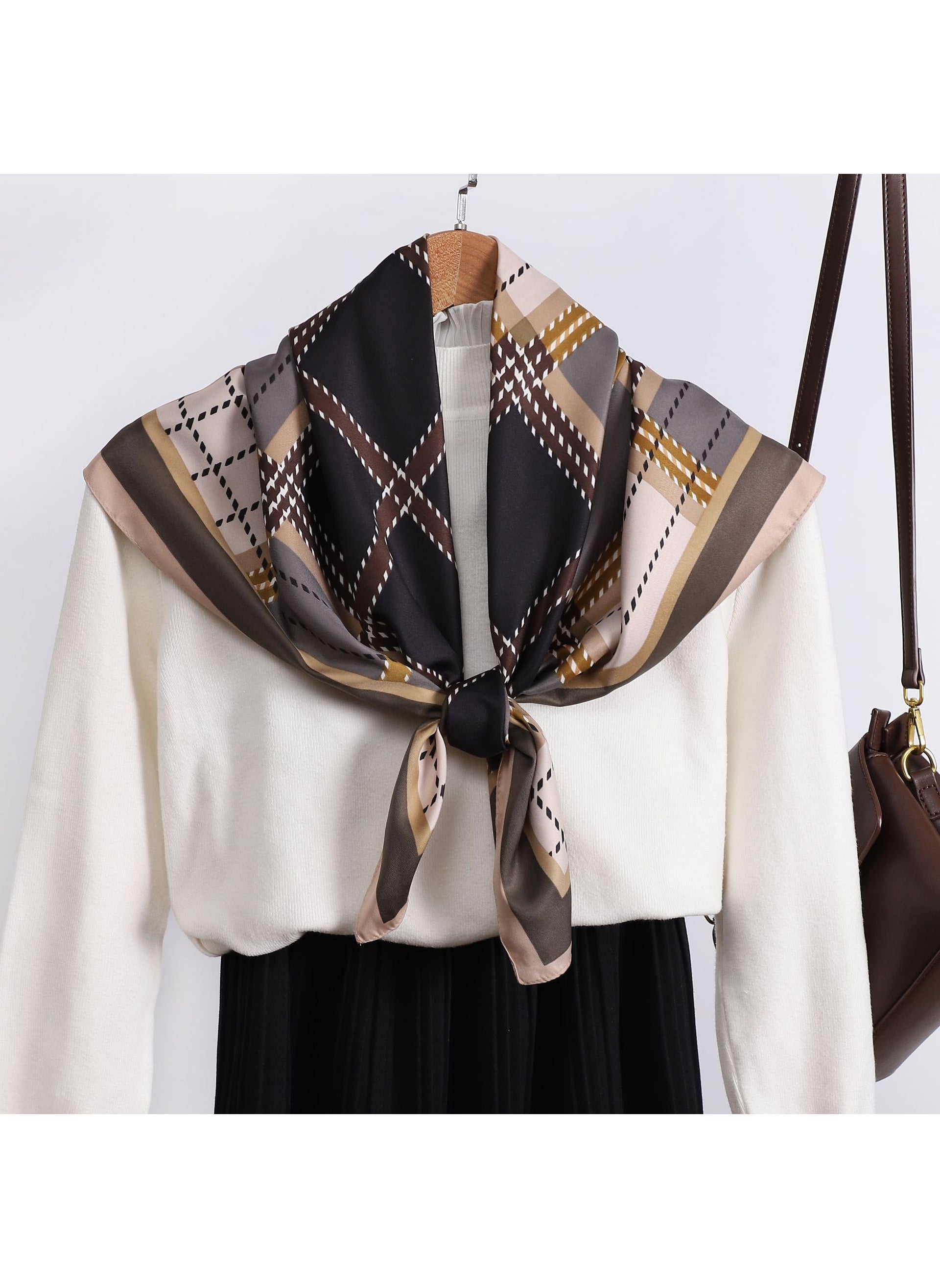 【返品?交換対象商品】 Elegant Scarf Silk Print Vintage Generic Shawl W9016 90cm 小物