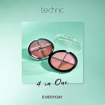 Technic Mega Blush 4in1 Compact 4 Buildable Pressed Powder Highly Pigmented Blusher Shades To Mix Match For A Fresh Radiant Face Makeup Look 144g - Image 3