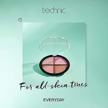 Technic Mega Blush 4in1 Compact 4 Buildable Pressed Powder Highly Pigmented Blusher Shades To Mix Match For A Fresh Radiant Face Makeup Look 144g - Image 4