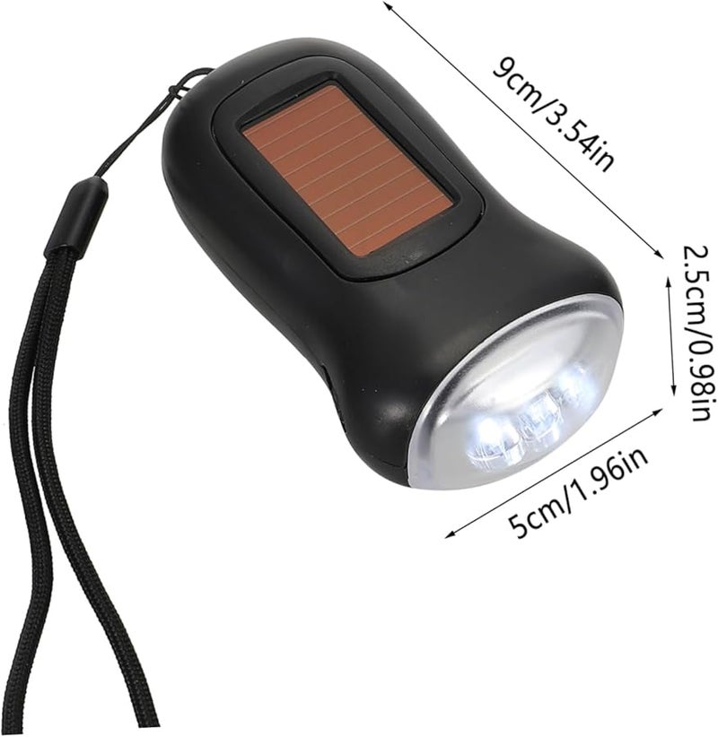 Gadpiparty 3 قطع مصباح يدوي أسود قابل لإعادة الشحن بالطاقة الشمسية وبدواسة طوارئ للتخييم والمشي لمسافات طويلة - Image 5