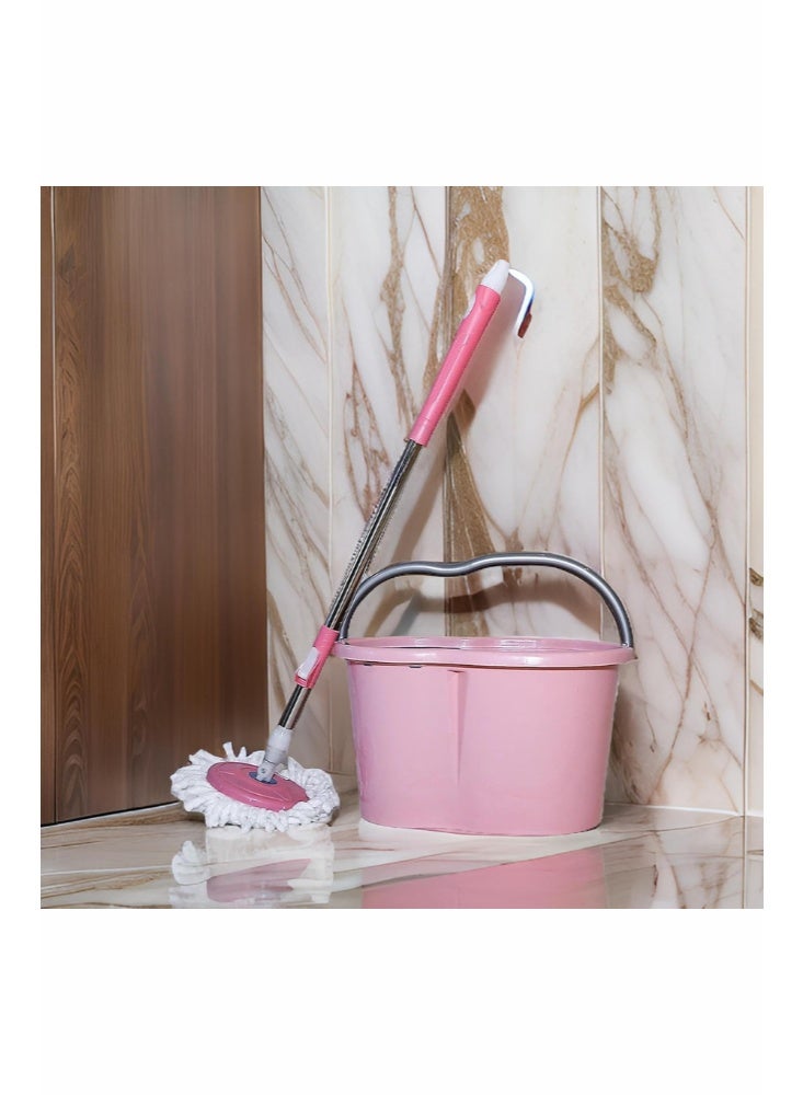 Ayda مجموعة دلو وممسحة دوارة بزاوية 360 درجة وردي 45 سم - Image 2