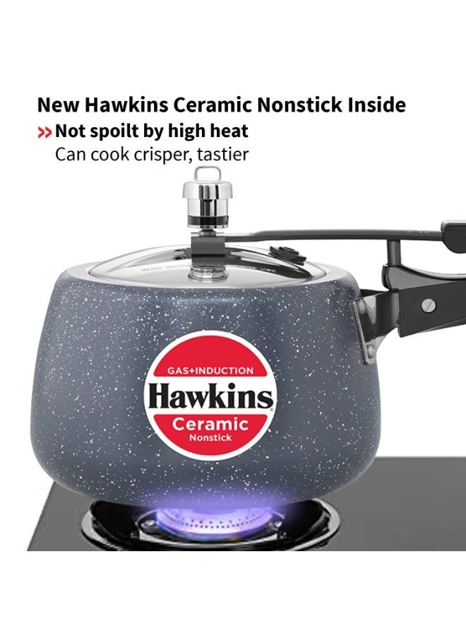 هوكينز قدر ضغط سيراميك غير لاصق من Hawkins، سعة 3 لتر، مزود بغطاء داخلي ومناسب لمواقد الحث الحراري، لون أزرق (ICC30) - Image 4