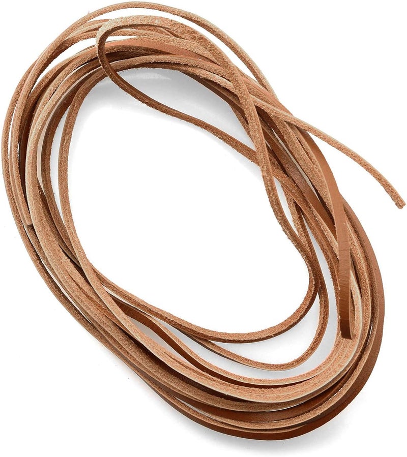 كلاراكو حبل جلد البقر المسطح من كلاركو بطول 4.6 متر، بعرض 3 مم، مصنوع من الجلد الطبيعي، يُستخدم في أعمال الفنون والحرف اليدوية وصناعة المجوهرات المصنوعة يدويًا - Image 1