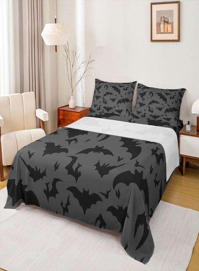Homewish Bats Pattern Sheet Set,Kids Night Bed Sheets Set,Bats Bedding Set for Boys Teens Sheets Soft Room Decor Twin Size(1 Flat Sheet+1 Fitted Sheet+1 Pillowcase) - Image 1