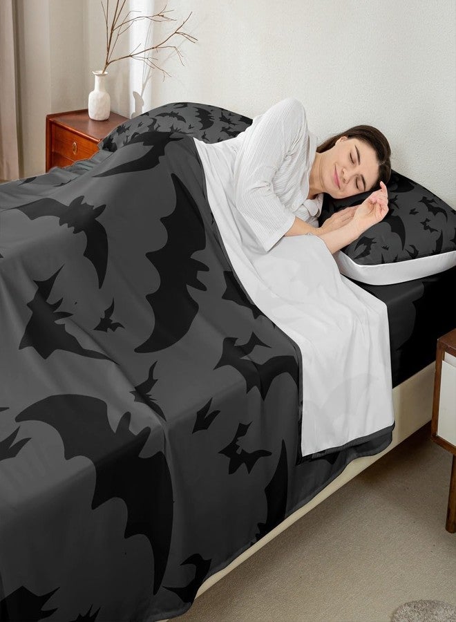 Homewish Bats Pattern Sheet Set,Kids Night Bed Sheets Set,Bats Bedding Set for Boys Teens Sheets Soft Room Decor Twin Size(1 Flat Sheet+1 Fitted Sheet+1 Pillowcase) - Image 2