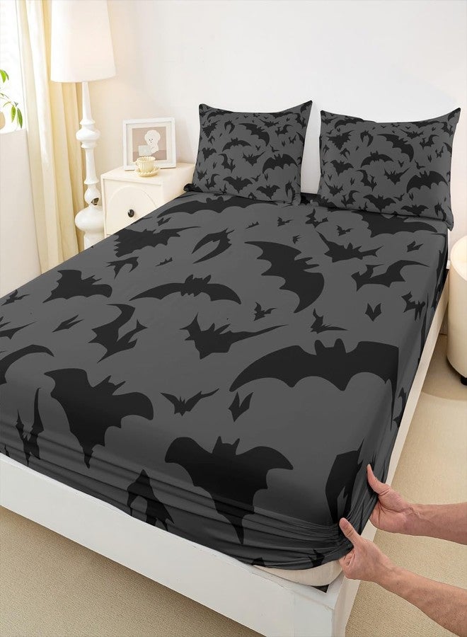 Homewish Bats Pattern Sheet Set,Kids Night Bed Sheets Set,Bats Bedding Set for Boys Teens Sheets Soft Room Decor Twin Size(1 Flat Sheet+1 Fitted Sheet+1 Pillowcase) - Image 4
