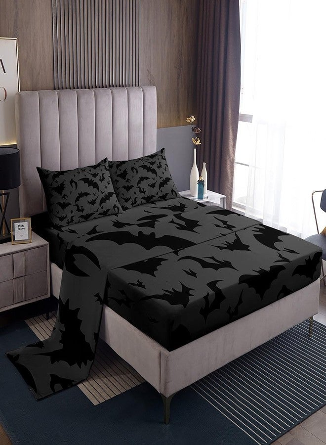Homewish Bats Pattern Sheet Set,Kids Night Bed Sheets Set,Bats Bedding Set for Boys Teens Sheets Soft Room Decor Twin Size(1 Flat Sheet+1 Fitted Sheet+1 Pillowcase) - Image 3
