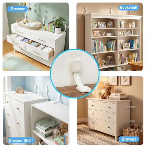 YEYA Upgraded No Drill Furniture Anchors for Baby Proofing AntiTip Adjustable Straps 4 Pack - Image 3