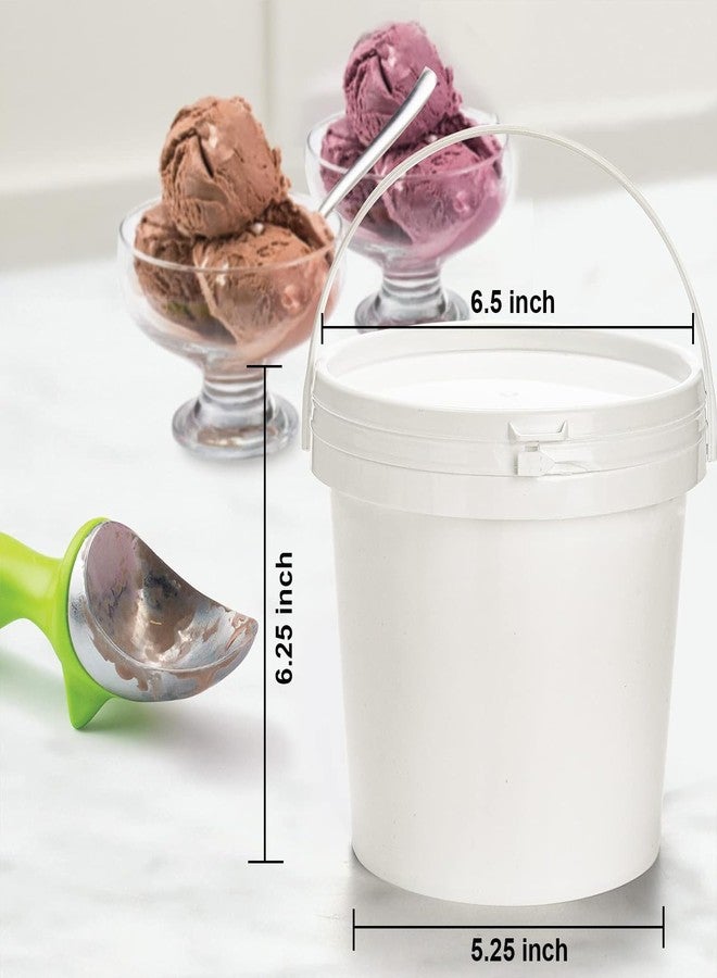 Bekith 8 Pack 80oz Plastic Ice Cream Tub with Lid, Small Bucket with Handle, Food Grade Freezer Food Storage Containers, White - Image 5