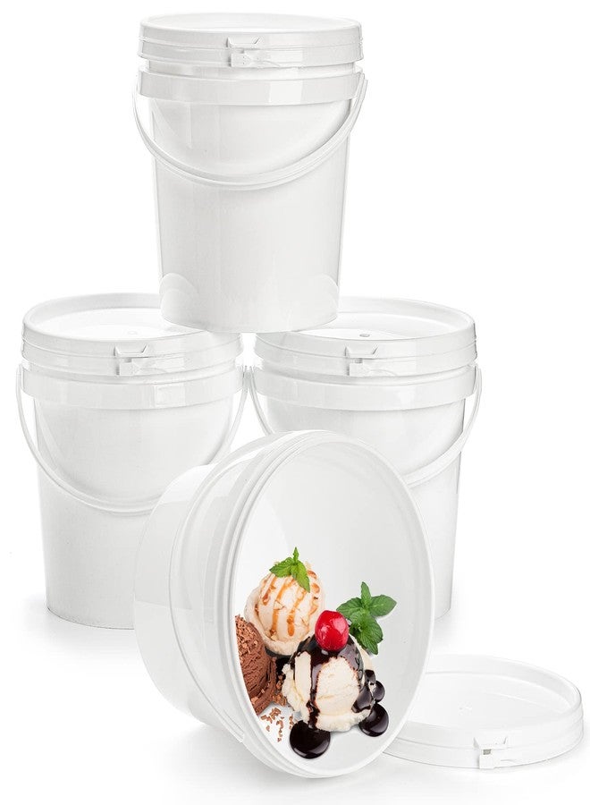 Bekith 8 Pack 80oz Plastic Ice Cream Tub with Lid, Small Bucket with Handle, Food Grade Freezer Food Storage Containers, White - Image 2