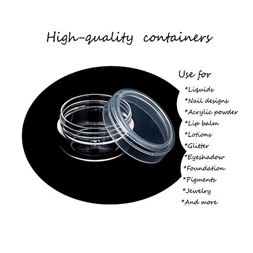 ZEJIA 10pcs Small Travel Containers, Clear Sample Containers with Screw Lids, 5 Size 3/5/10/15/20 Gram Sample Jars with 12pcs Labels and 2pcs Mini Disposable Spatula, Makeup Sample Containers BPA Free - Image 4