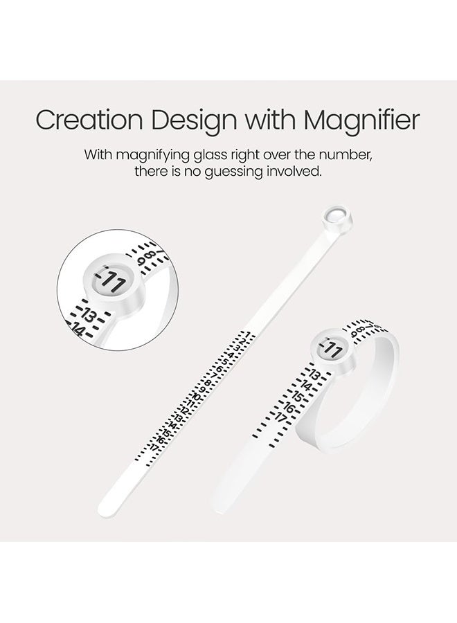 دبليو أف أف أو مجموعة أدوات قياس الحلقة وأداة قياس الحاجز للحزام -مع زجاج مكبر قابل لإعادة الاستخدام قياس الإصبع لحجم الحلقة -الحجم الأمريكي، أداة قياس الحاجز الشامل -أحجام المملكة المتحدة -للرجال من النساء (أبيض) - Image 3