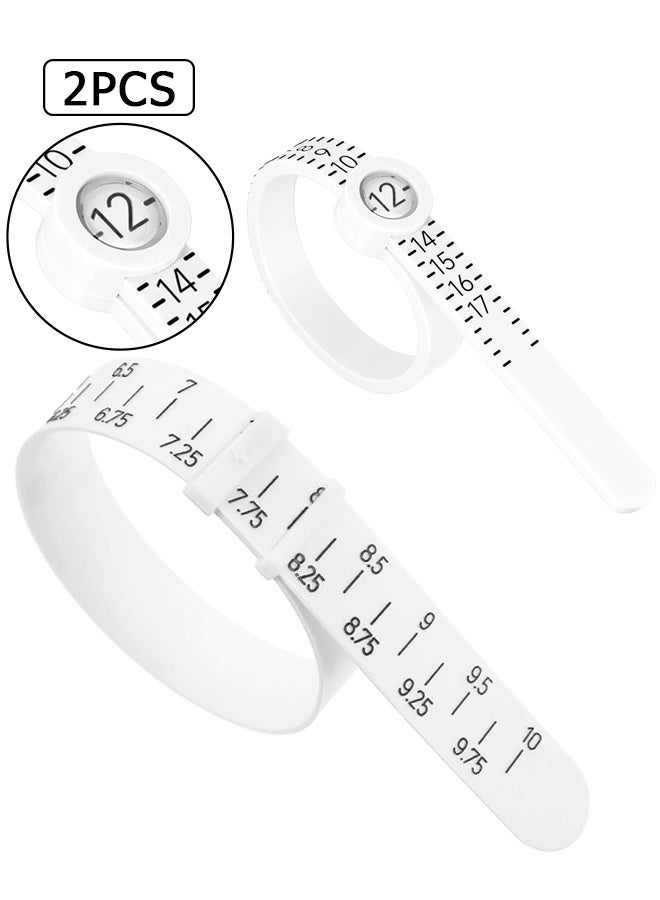 دبليو أف أف أو مجموعة أدوات قياس الحلقة وأداة قياس الحاجز للحزام -مع زجاج مكبر قابل لإعادة الاستخدام قياس الإصبع لحجم الحلقة -الحجم الأمريكي، أداة قياس الحاجز الشامل -أحجام المملكة المتحدة -للرجال من النساء (أبيض) - Image 1