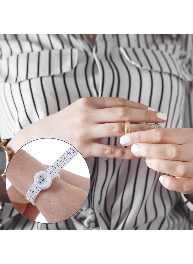 دبليو أف أف أو مجموعة أدوات قياس الحلقة وأداة قياس الحاجز للحزام -مع زجاج مكبر قابل لإعادة الاستخدام قياس الإصبع لحجم الحلقة -الحجم الأمريكي، أداة قياس الحاجز الشامل -أحجام المملكة المتحدة -للرجال من النساء (أبيض) - Image 5