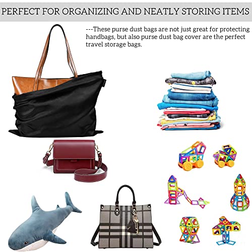 FEICHANGHAO 7 Pack Dust Bags for Handbags Storage Silk Cloth Bag With Drawstring Large Storage Pouch for Handbag Purse Shoes Boots (Black, 23.6 × 19.6 in) - Image 4