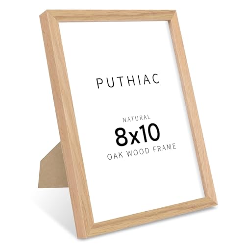 puthiac 8x10 Oak Wood Picture Frame - 8 x 10 Photo Frame, 8"x10" Picture Frame Wood, Natural Solid Wooden Picture Frames for Wall Art Photo and Prints(1 Pack, Beige) - Image 1