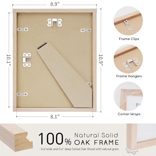 puthiac 8x10 Oak Wood Picture Frame - 8 x 10 Photo Frame, 8"x10" Picture Frame Wood, Natural Solid Wooden Picture Frames for Wall Art Photo and Prints(1 Pack, Beige) - Image 3