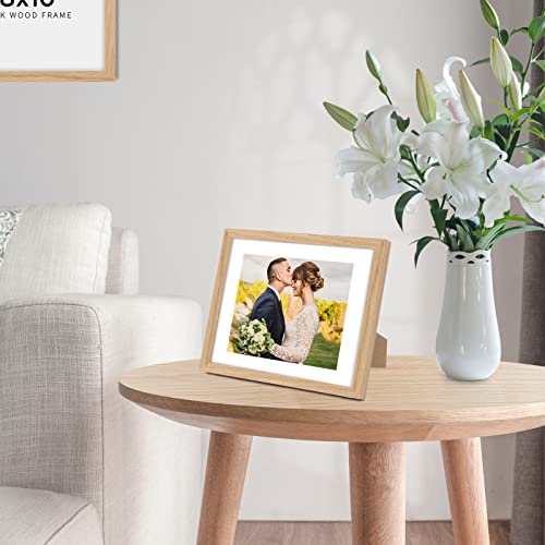 puthiac 8x10 Oak Wood Picture Frame - 8 x 10 Photo Frame, 8"x10" Picture Frame Wood, Natural Solid Wooden Picture Frames for Wall Art Photo and Prints(1 Pack, Beige) - Image 5