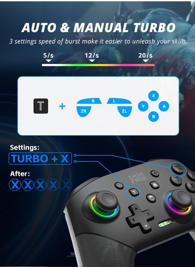 Muyixin Gaming Controller Wireless Pro Controllers Compatible with Switch/OLED/PC 9-Color Rgb Led 900mah Battery 6-Axis Motion Wake Up Function - Image 5