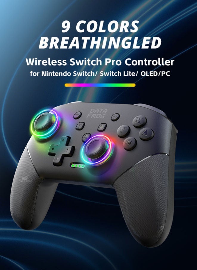 Muyixin Gaming Controller Wireless Pro Controllers Compatible with Switch/OLED/PC 9-Color Rgb Led 900mah Battery 6-Axis Motion Wake Up Function - Image 2