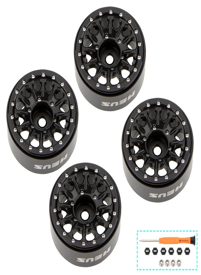 MEUS RACING عجلات MEUS RACING 0.7 Beadlock لسيارات Axial SCX30 و Redcat Ascent-32 1/30 و 1/32 RC Crawler Upgrades (النوع B، أسود) - Image 3