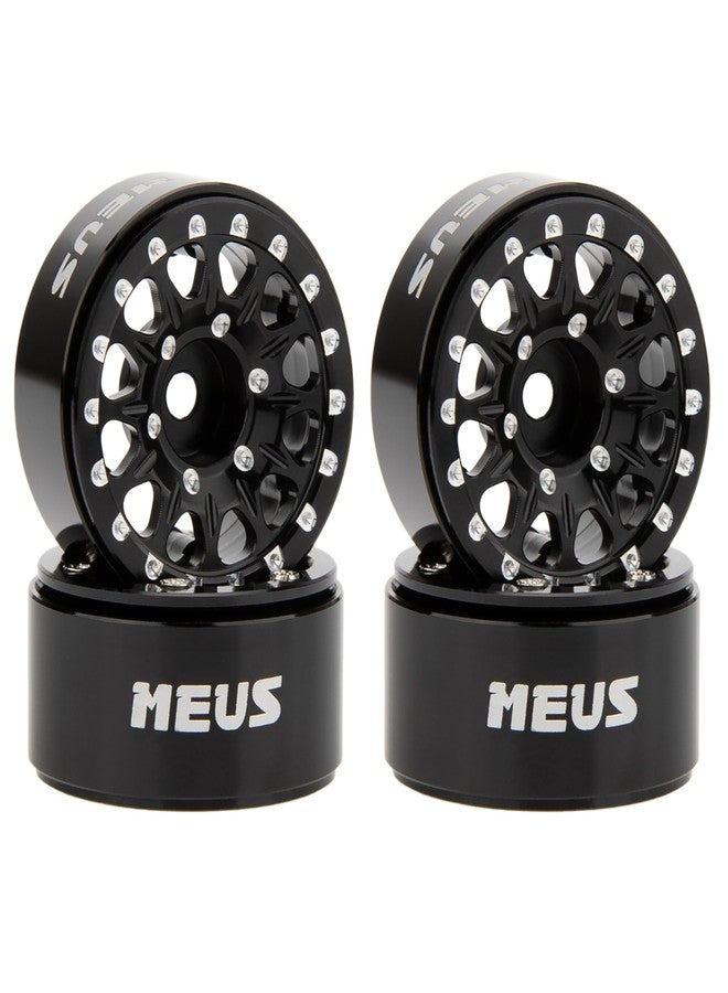 MEUS RACING عجلات MEUS RACING 0.7 Beadlock لسيارات Axial SCX30 و Redcat Ascent-32 1/30 و 1/32 RC Crawler Upgrades (النوع B، أسود) - Image 1