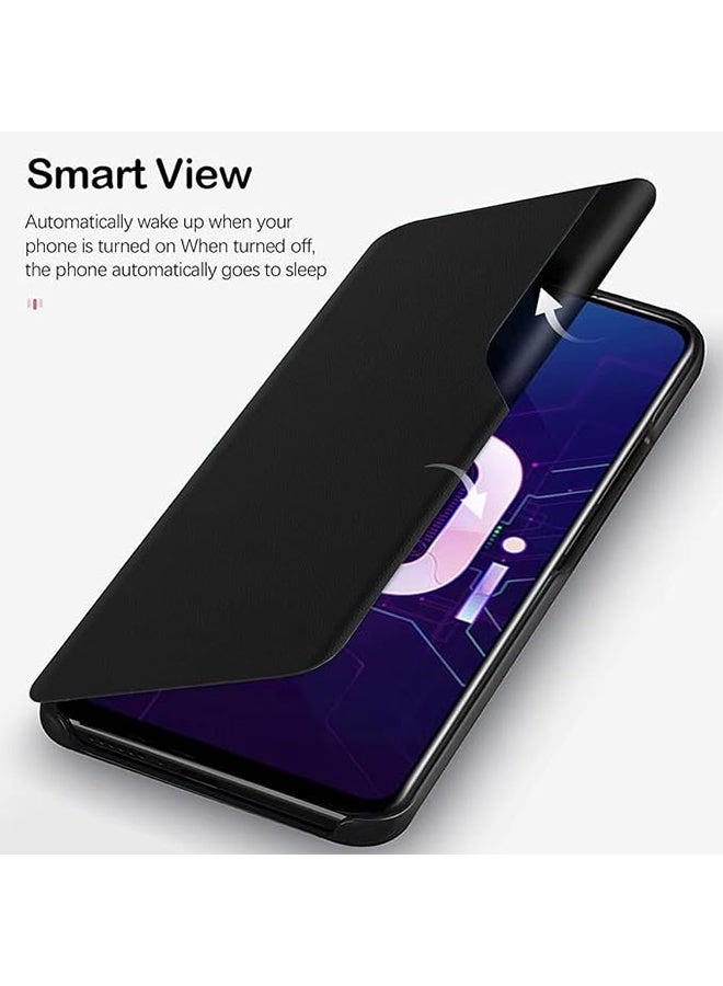 HAVEN Phone Case Compatible with Honor x9c 5G Flip Case, Ultra Slim TPU Leather Full Body Protection Magnetic Stand Shockproof Phone Cover - Black - Image 2