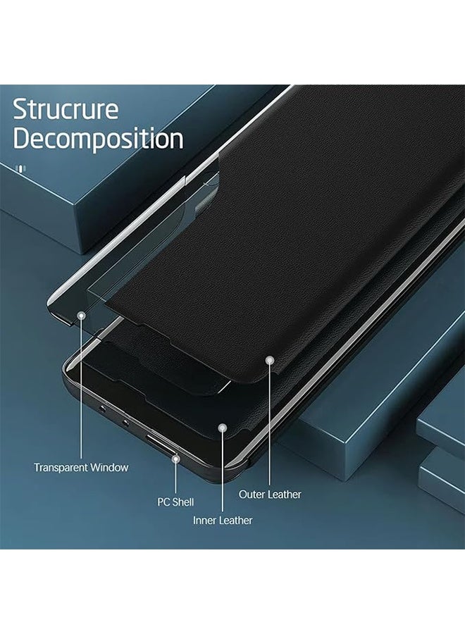 HAVEN Phone Case Compatible with Honor x9c 5G Flip Case, Ultra Slim TPU Leather Full Body Protection Magnetic Stand Shockproof Phone Cover - Black - Image 3