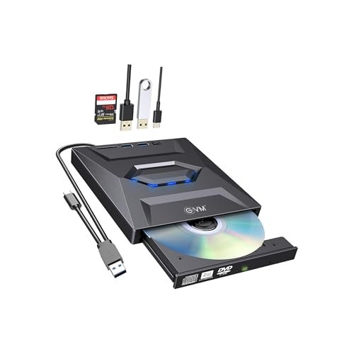 EVM USB 3.0 & Type C External CD DVD Writer RW Optical Drive CD/DVD ROM +/-RW, SD/TF Card Reader Ports, USB-C Hub for Laptop, PC, Desktop - 1 Year Warranty (EVM-EXT-CD-01) - Image 1