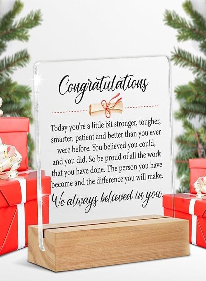 Bs amor Graduation gift Congratulations Graduation Desk Decor Acrylic Desk Plaque Sign with Wood Stand Home Desk Sign Keepsake Grad Present 5x4 inch - Image 1