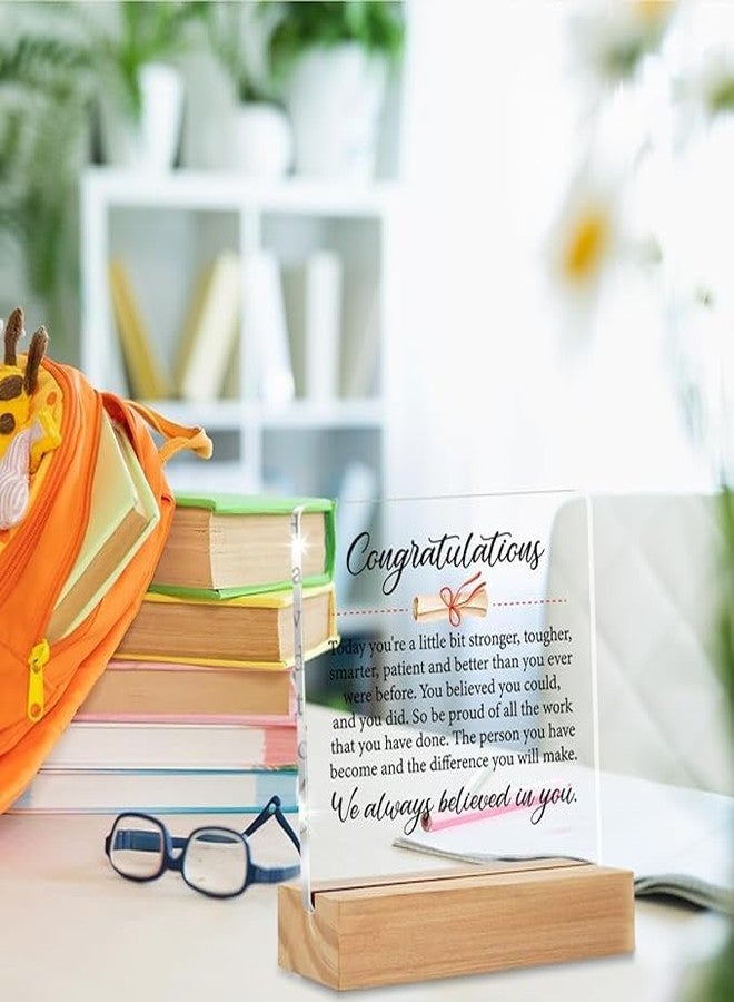 Bs amor Graduation gift Congratulations Graduation Desk Decor Acrylic Desk Plaque Sign with Wood Stand Home Desk Sign Keepsake Grad Present 5x4 inch - Image 2