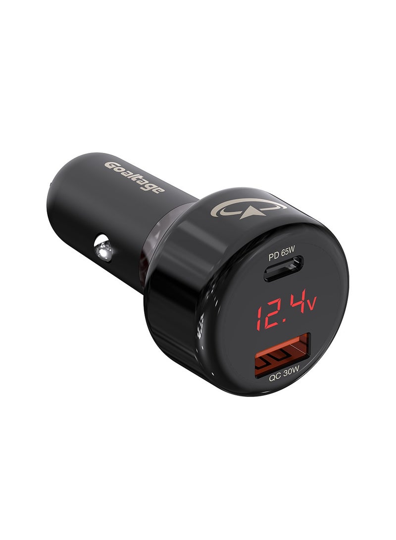 Goaltage CH04 Super-Fast 65W GaN Car Charger with Voltage Display, Safety Protection, and Dual-Port Functionality  - Image 1