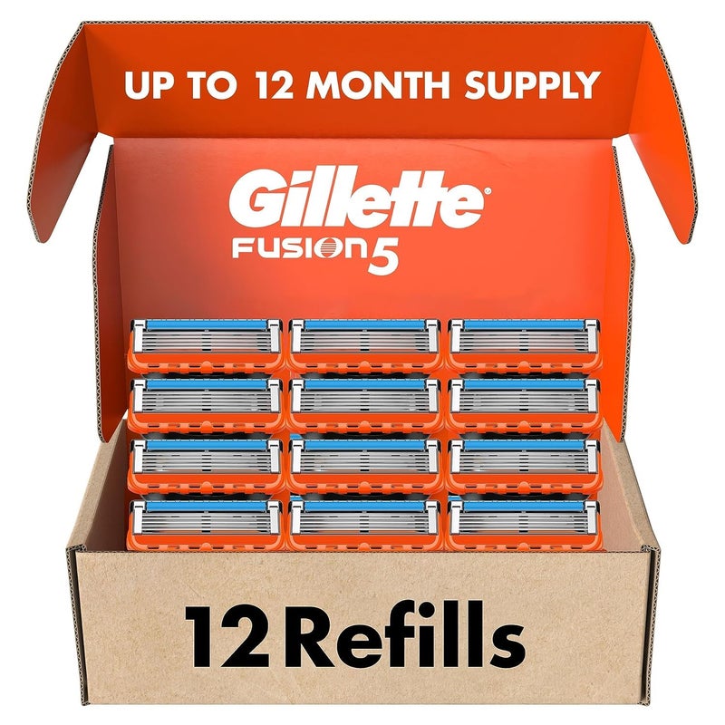 Gillette Fusion5 Mens Razor Blade Refills, 12 Count, Lubrastrip for a More Comfortable Shave - Image 1