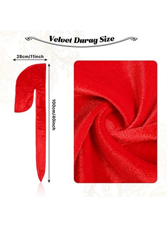 Geyoga 16 Pieces Velvet Wave Durag Cap For Men Women Soft Velvet Waves Durag Headwraps With Long Tail Headwrap Durag Turban Hat Wide Straps Durag Pirate Hat For 360 Waves 16 Colors - Image 5